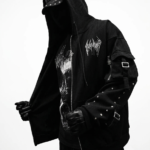 Metallic Tactical Oversized Cargo Zip up Jacket [DARKNESS]